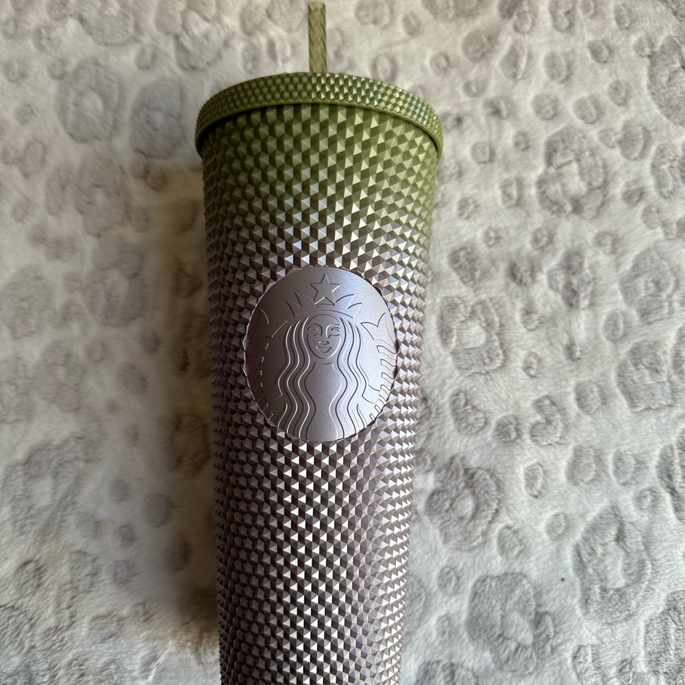 Starbucks Fall 2024 Green Purple Ombré Metallic Studded Tumbler